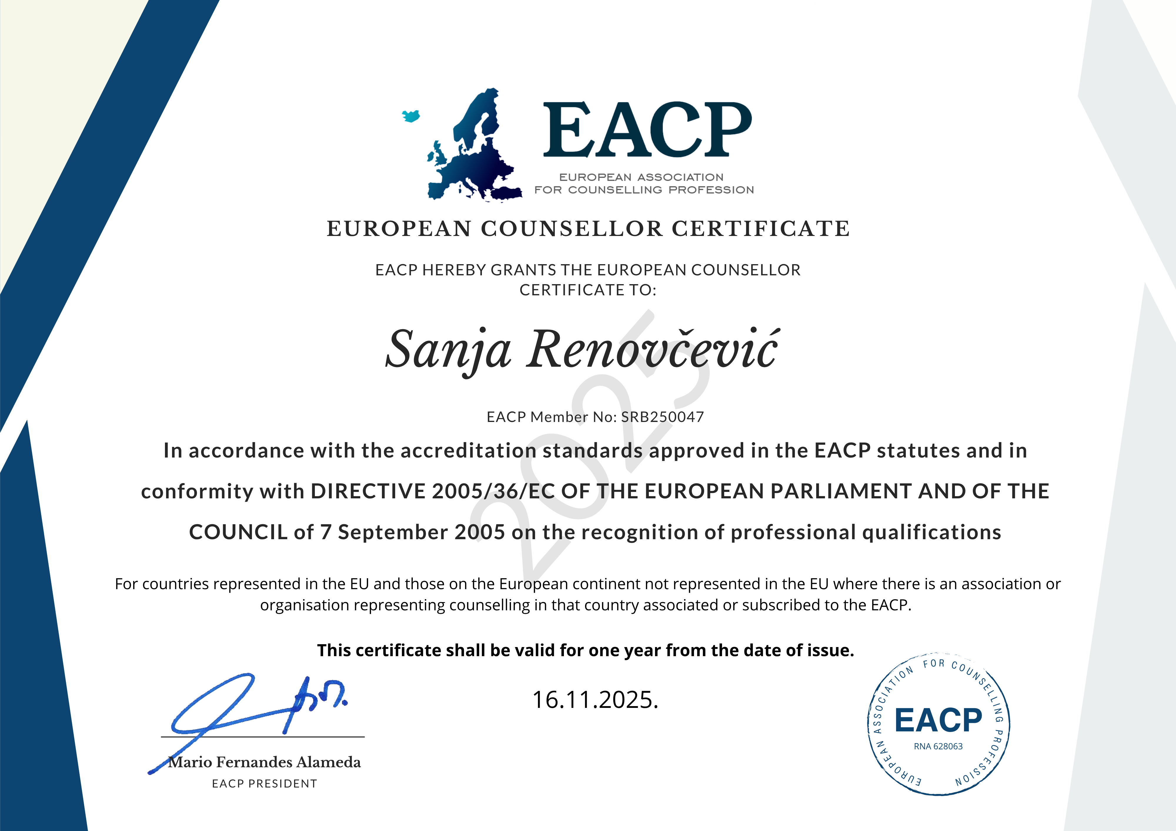 Evropski sertifikat za psihoterapijsko savetovanje - UPSKS